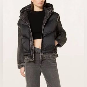 *SALE* Maje Size 38 black puffer jean jacket vest with detachable sleeves